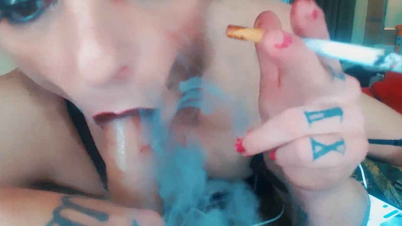 Hot FEMBOY Smokes & SUCKS 9" Dildo