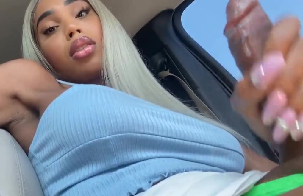 Blonde in car cumshot